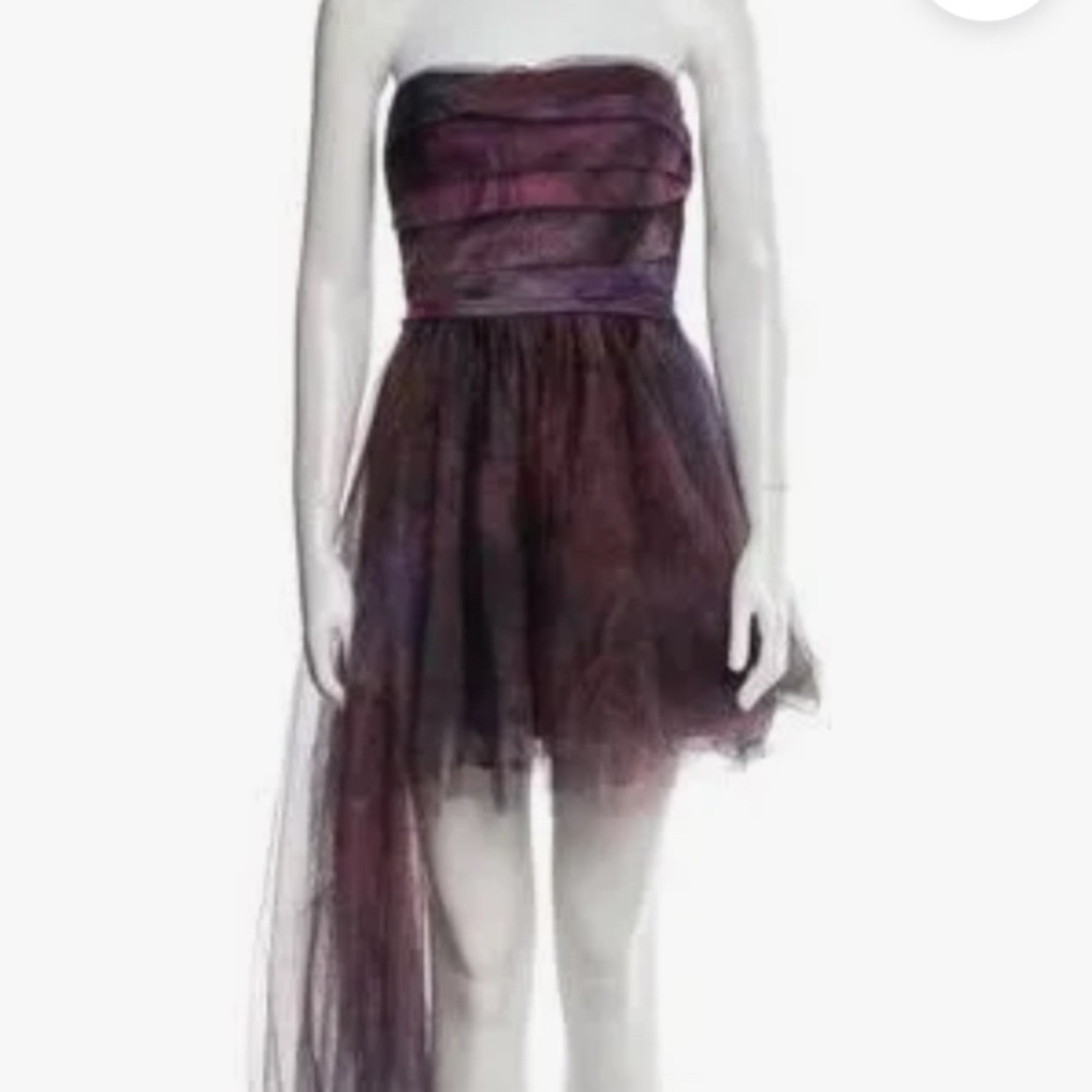 NWT  Saks Fifth Ave Rene Ruiz Collection Purple Night Sky Organza Dress Size 12